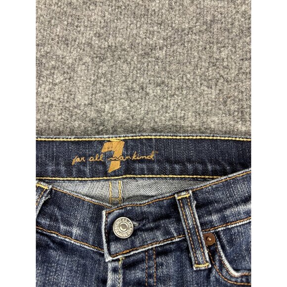 7 For All Mankind Jeans Womens 29 Blue Boy Cut Bootcut Stretch Denim Made USA - Picture 2 of 11